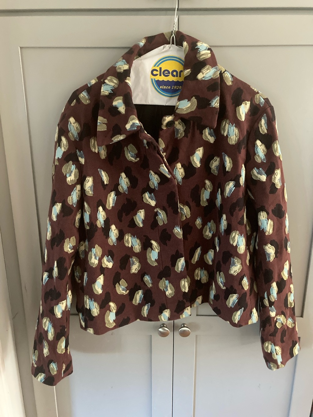 MM Lafleur Brown Jacket with Blue and Cream Print